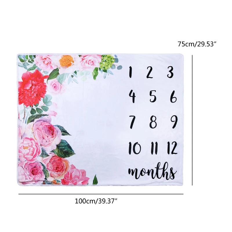 

Flannel Milestone Blanket Baby Photography Cute Elephant Flower Plant Background Cloth Newborn Monthly Photo Blanket Mat