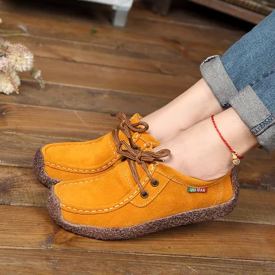 

2021 Spring Fashion Women Shoes New Lace-up Snail Shoes Leather Women Singles Casual Flats Peas Shoes Plus size42 Zapatos mujer