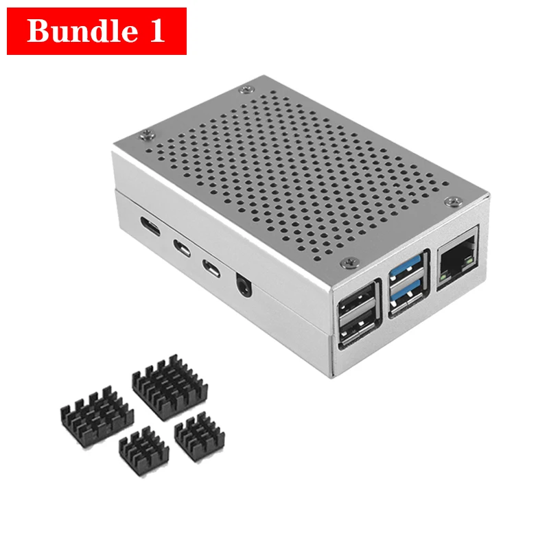 Raspberry Pi 4 кейс, алюминиевый кейс, корпус из черного серебра с алюминиевым теплоотводом для Raspberry Pi 4 Модель B 4B