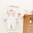 Детский комбинезон с длинным рукавом и кружевом, из хлопка