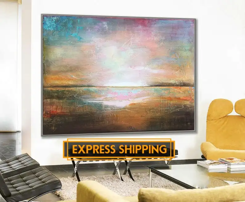 

Большой Абстрактная живопись маслом цветным абстрактным коричневая картина Современное Абстрактное Искусство оригинальный холсты для го...