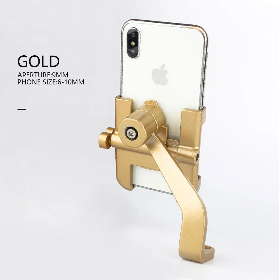 C2-Gold Алюминиевый держатель для телефона на велосипед, мотоциклетный кронштейн для 3,5-6,2 дюймового смартфона, регулируемая поддержка gps, подставка для телефона на велосипед - Цвет: C2-Gold