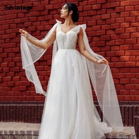 simple boho beach wedding dresses a line pleats lace wedding gowns 2021 princess plus size backless bride dress custom made