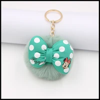 creative mickey bowknot plush keychain pendant bag ornament car key chain pendant birthday gift