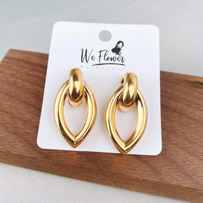 Type 1 Gold We Flower геометрические, в виде полукруга металла серьги-гвоздики Золотая Для женщин полукруглые разноцветные плоские с Винтаж Boho серьги Шикарные Модные Серьги Brincos, можно носить с ювелирные изделия - Окраска металла: Type 1 Gold