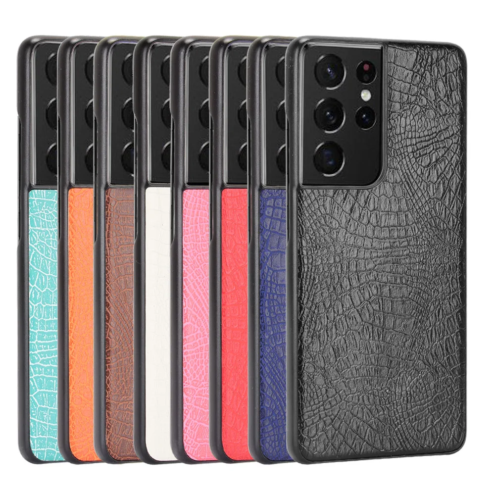 

Lightweight Crocodile Leather Shell Case for Samsung Galaxy S21 Ultra S20 FE 5G A12 A32 A52 A72 5G M30S Note 20 A51 A71 Cover