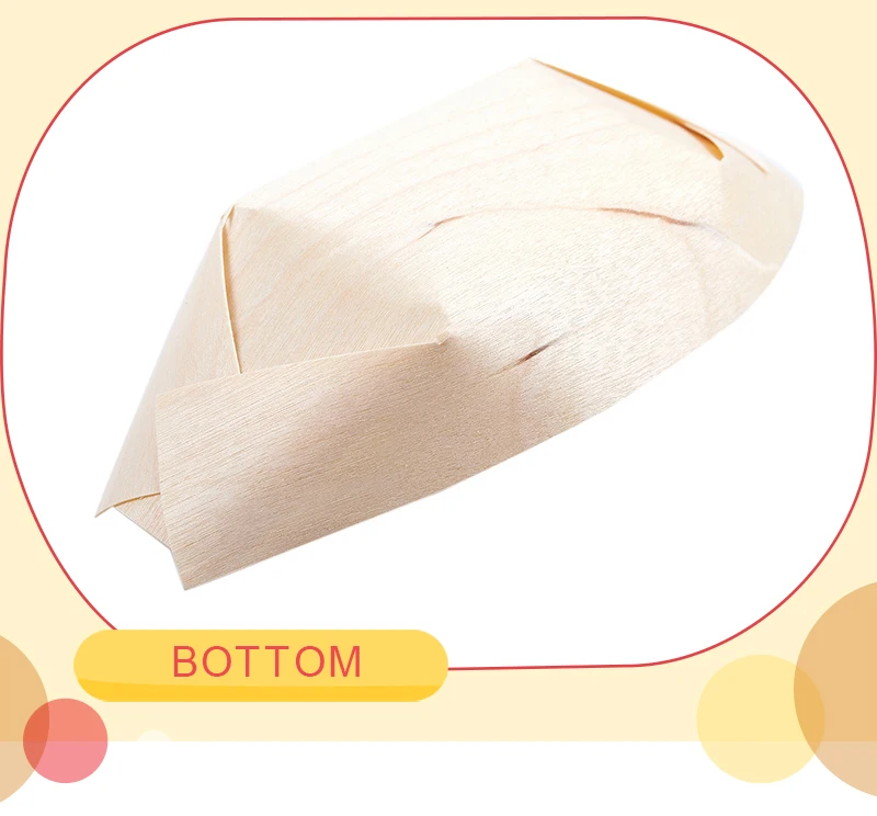 50x finger food- bowls, "boat" biodegradable wood cake tool bar accessory disposable party tableware