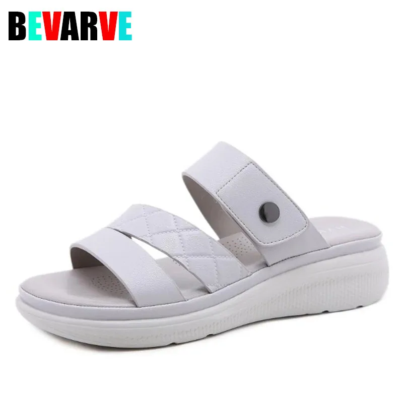 

BEVARVE 2021 модные тапочки для женщин Летняя обувь на толстой подошве Брендовая женская летняя Праздничная обувь повседневные женские пляжные ...