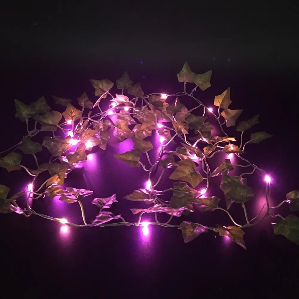 

2M 20 LED Artificial Plants String Light Green Leaf Ivy Vine Fairy Light String Maple Leaves Lamp Garland DIY Hanging Lighting