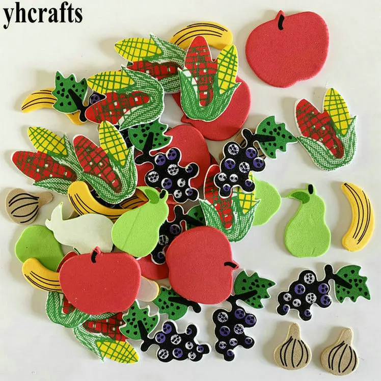 48PCS fruits 1 пакет/Партия. Наклейки из пены для животных, животноводства, фермы, детского сада, поделки, элементы деятельности, детская комната, орнамент, животные, самообучающиеся, Необычные - Цвет: 48PCS fruits