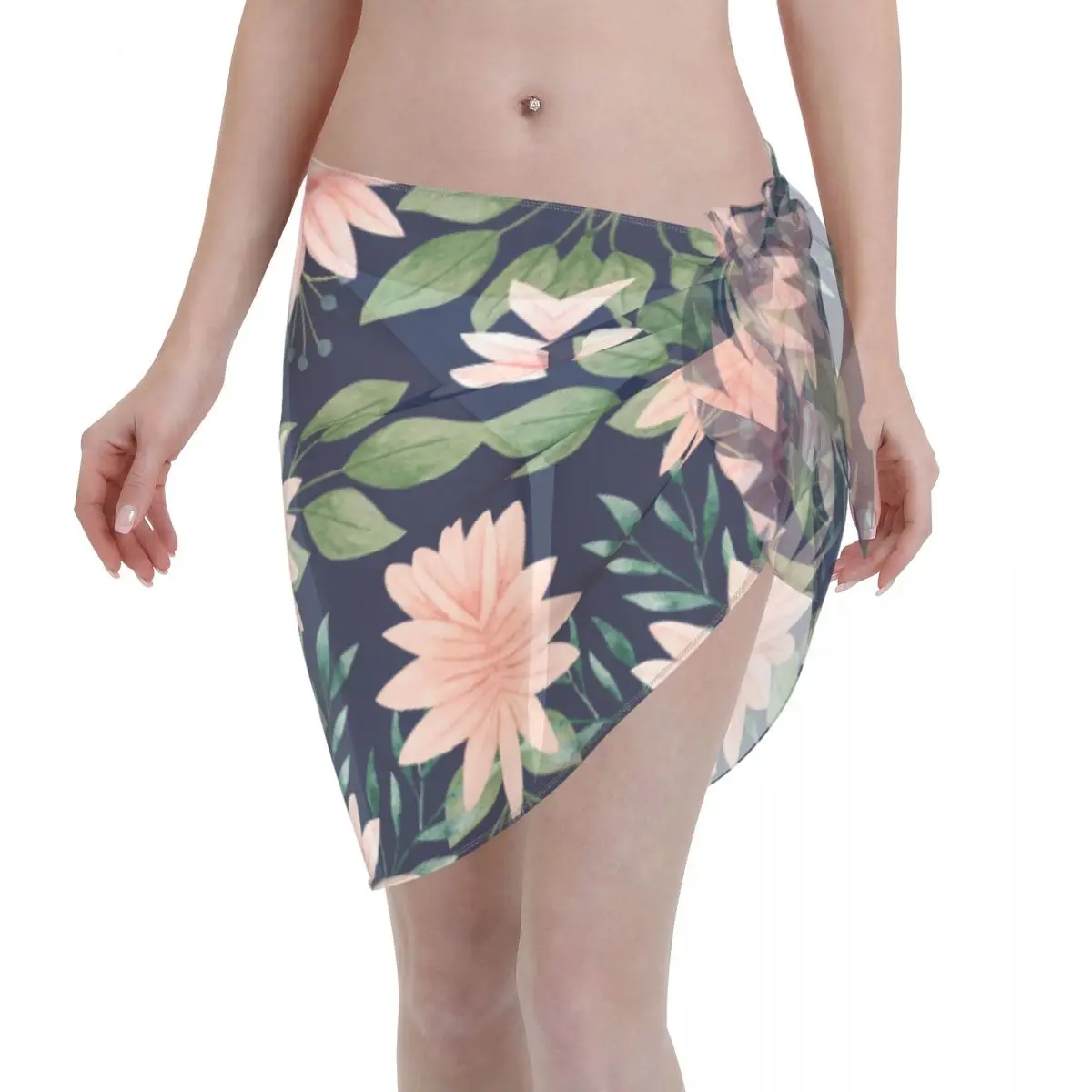 

Women Swimwear Pareo Scarf Bikini Cover-Ups Wrap Kaftan Sarong Beach Sexy Skirts Watercolor Floral Pattern Swimsuit Cover-Ups