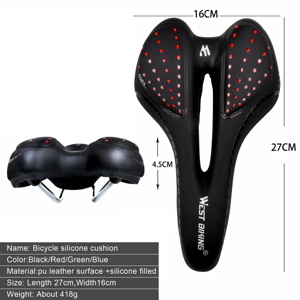 

Breathable Soft Bike Bicycle Saddle PU Leather Surface Silica Filled Gel Comfortable Road MTB Mountain Bike Cycling Saddle Seats