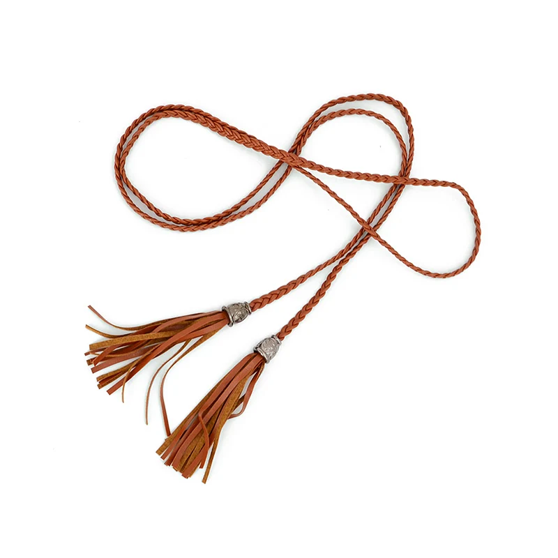 Ремень из искусственной кожи Женский Длинный дизайнерский плетеный пояс с