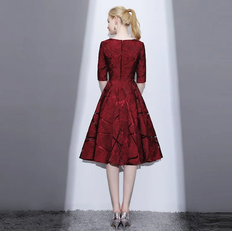 

Women's wedding party dress plus size O neck half sleeve lace formal prom evening dress for New Year 2021 cocktail dress