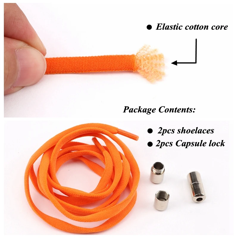 1Pair Elastic Shoelaces No tie Shoe laces For Kids and Adult 21 Color Round Boots Shoelace Quick Lazy Laces length 100CM 120CM