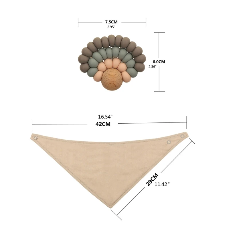 

4 Pcs/set Baby Appease Towel Set Cotton Bibs Wooden Teether Newborn Bath Gift