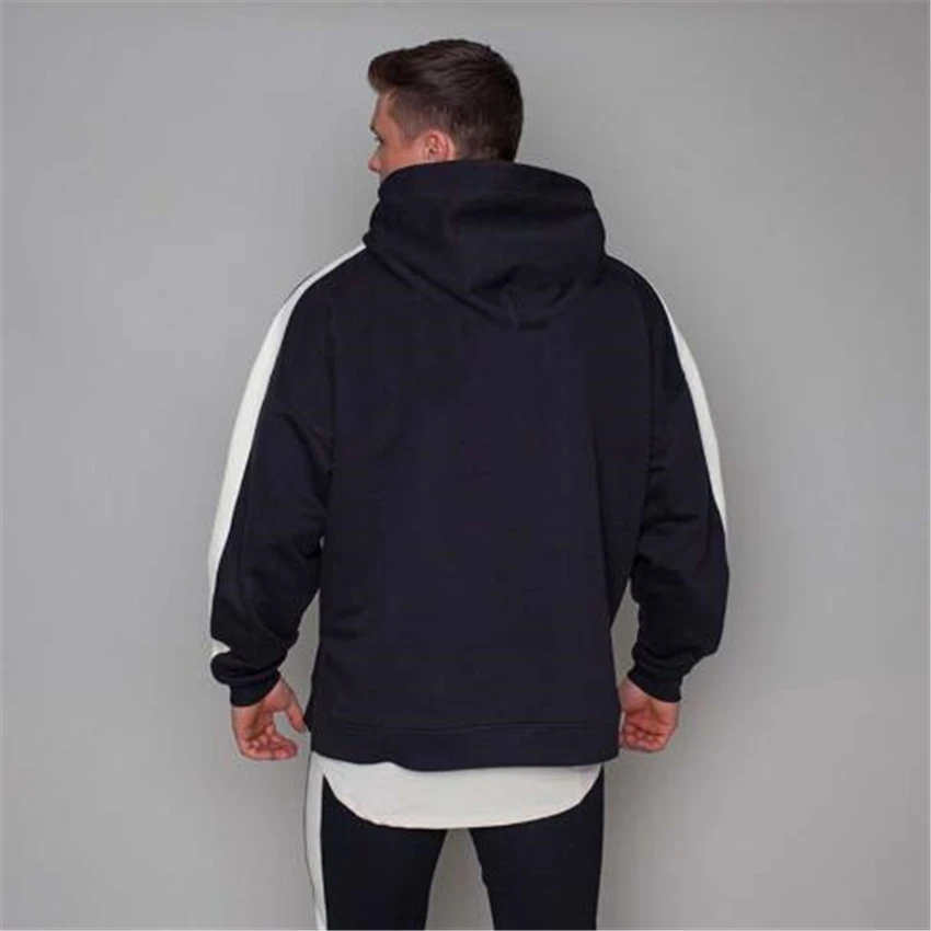 

2020 New Autumn Winter Warm Fleece Hoodies Men Sweatshirts Solid Color Hip Hop Streetwear Hoody Splice Hoodie Man's Clothing