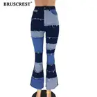 Женские джинсы-клеш в стиле пэчворк, рваные винтажные брюки из денима