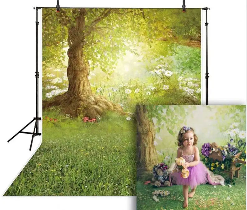 

HUAYI Photography Backdrop Natural Spring Fantasy Forest Photo Background Easter Day Holiday Newborns Child Photobooth W4886