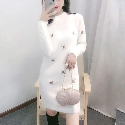 

2021 Mid-Length Sweater Female Autumn and Winter Loose New Long