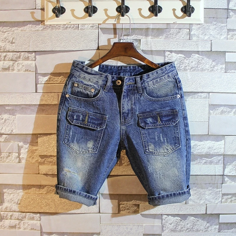 2020 мужские прямые умягчители до колен джинсовые шорты винтажные моющийся ковбой
