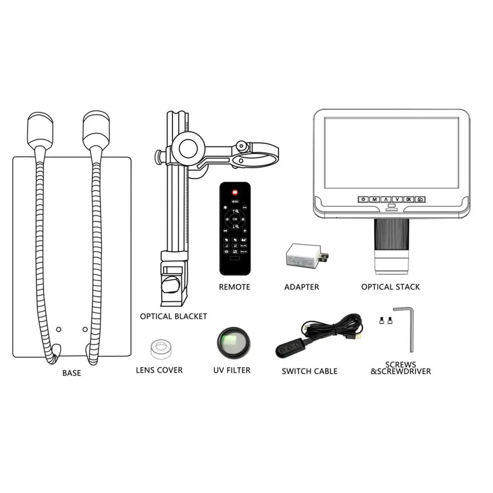 

Digital Microscope 7 Inches 2mp Lcd Screen Digital Magnifier With Metal Stand For Circuit Board Repair Soldering Watches