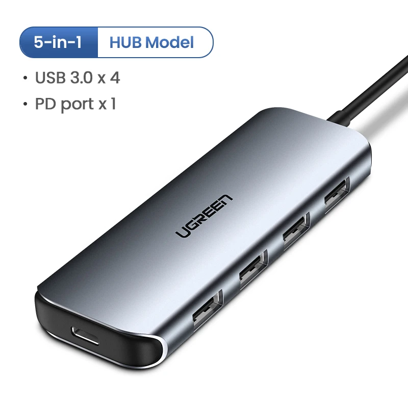 Ugreen USB C концентратор type C к Мульти USB 3,0 концентратор HDMI адаптер док-станция для MacBook Pro huawei mate 30 USB-C 3,1 разветвитель порт type C концентратор - Цвет: 5-in-1 HUB - PD port