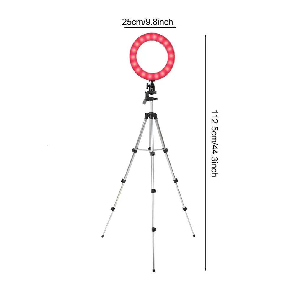 

10inch 16W Color Ring Light Dimmable LED Fill Light With Tripod 3200~6500K Beauty Light For Video Live Makeup Tattoo Accessories