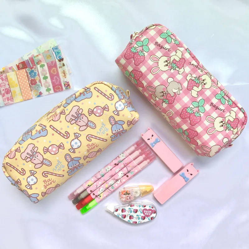 

1Pcs Kawaii Pencil Case Strawberry rabbit Gift Estuches School Pencil Box Pencilcase Pencil Bag School Supplies Stationery