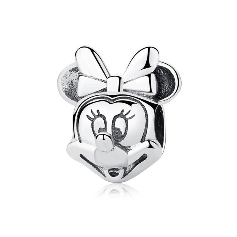 Minnie Portrait Серебряные бусины 925 пробы кристалл Микки Минни безопасная цепь Шарм Подходит Пандора браслет DIY женские ювелирные изделия - Цвет: Minnie Portrait