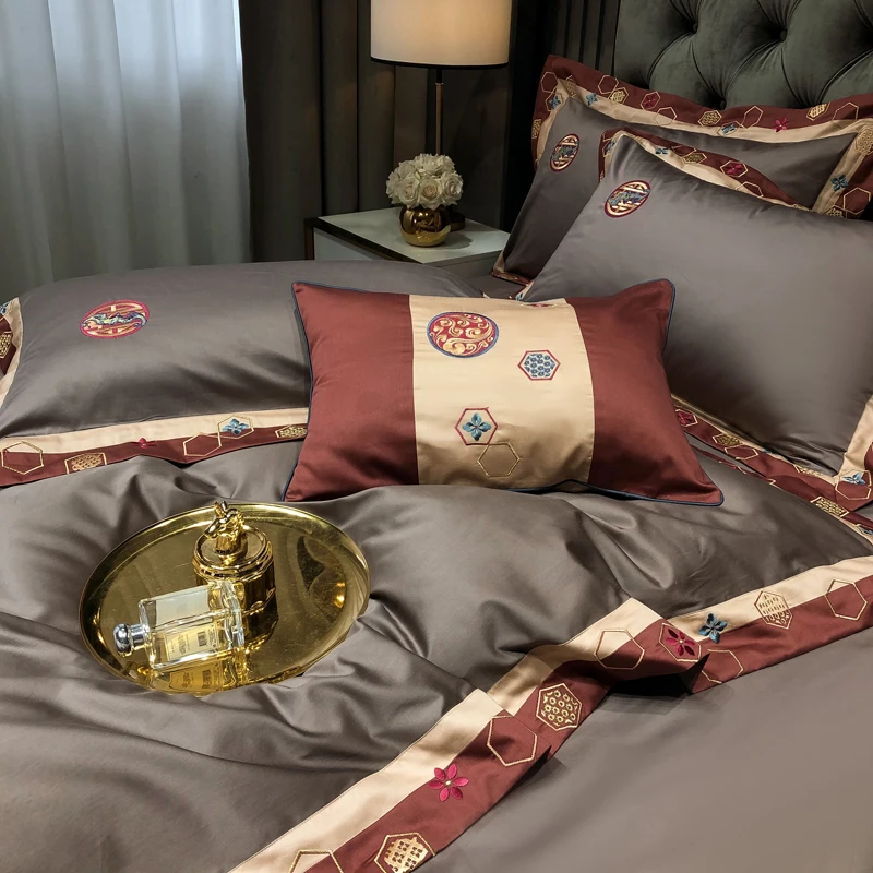 

Bed Linen,Bedding Set,Luxury European Family Duvet Cover Set,Embroidery Long Staple Cotton Bed Sheet,Pillowcase King Queen 4PCS