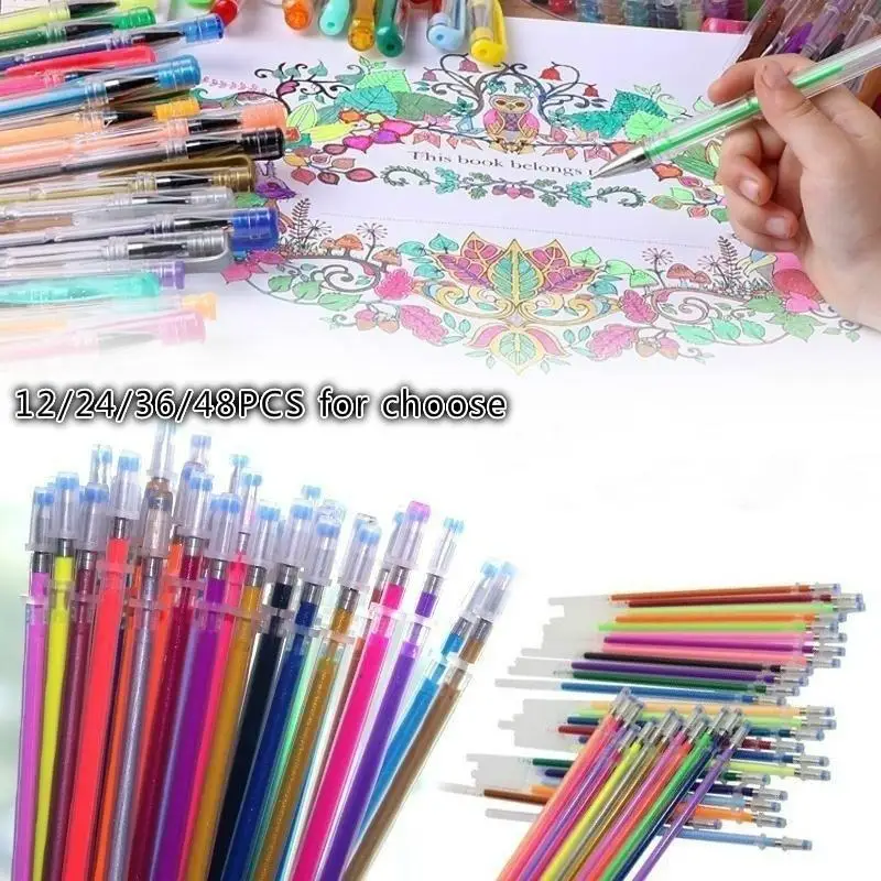 

100 Multicolour Ballpoint Gel Highlight Pen Refill Set Colorful Shining Pen Refills School Supplies Chancellory Ballpoint Pen
