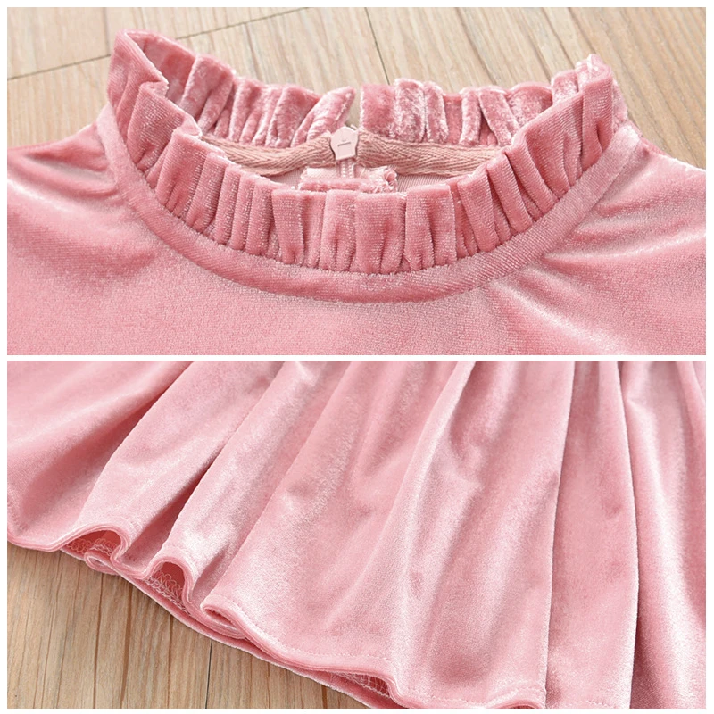 Cute Baby Dresses Autumn Casual Dress Girls Solid Print Long Flare Sleeve Design Kids Princess |