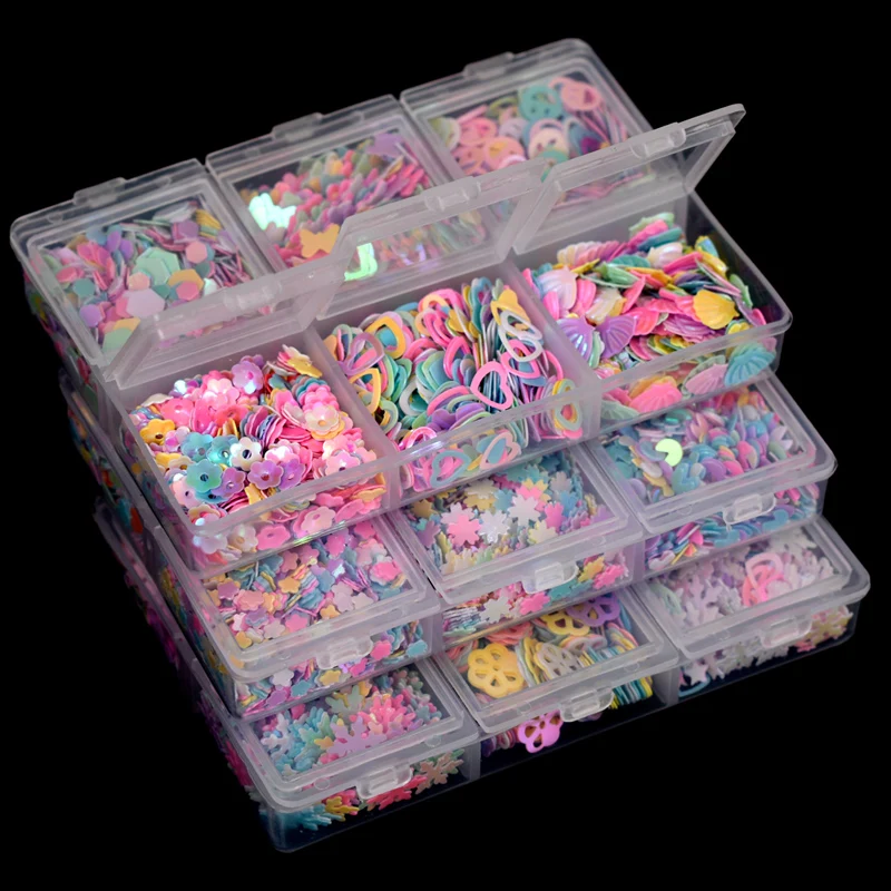 

6Grid/Box Mixed Glitter Powder Sequins 3D Sequins Paillettes Party Craft Paillettes Party Craft DIY Nail Arts Wedding Decoration