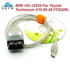 Лучшая цена, мини VCI V15.00.028 FTDI FT232RL MINI-VCI J2534 для Toyota TIS Techstream инструмент диагностики автомобиля с интерфейсом OBD2