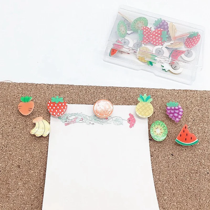 

30Pcs Patch Thumbtack Mini Fruit Resin Pushpin Office Pushpin Color Pushpin Map Photo Pushpin Board