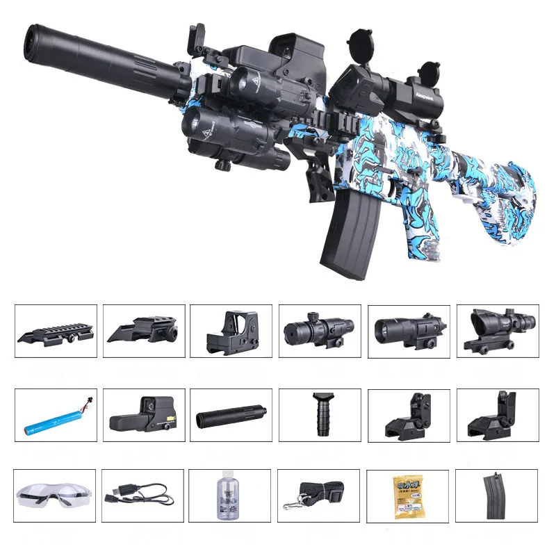 Горячая Распродажа ручная работа M416 Золотой Киль Кожа Жесткий водяной пистолет Рождественский подарок высокое качество большой электрический игрушечный пистолет детский подарок