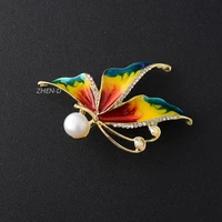 zhen d jewelry enamel butterfly chinoiserie brooches crystal freshwater pearl classic chinese style womens brooch lapel pins