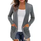 Тонкий кардиган, женский свитер из полиэстера, теплая Повседневная вязаная осенняя одежда с открытым спереди, женский кардиган для свиданий, черный xxxl