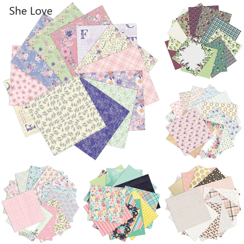 Chzimade 12 Sheets Flower Printed Scrapbooking Paper Crafts Art Background Paper DIY Scrapbook Card Making Handmade Materials