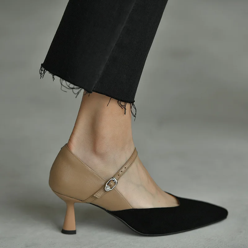 

shoes strap single shoes 2021 new spring high heels women's slim heel small women's shoes