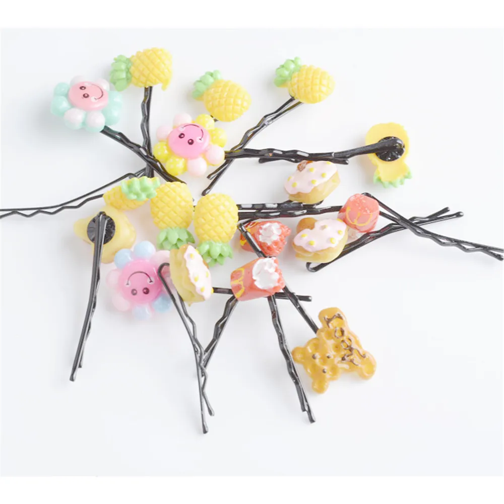 10 шт. милые заколки для волос с фруктами девочек ананас черешня аксессуары женщин