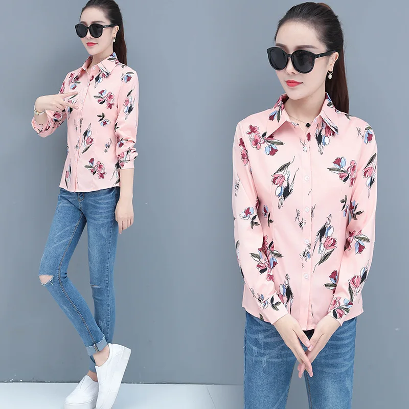 Women Tops And Blouses Office Lady Blouse Slim Shirts Flower Women Blouses Plus Size Tops Casual Shirt Female Blusas 2020