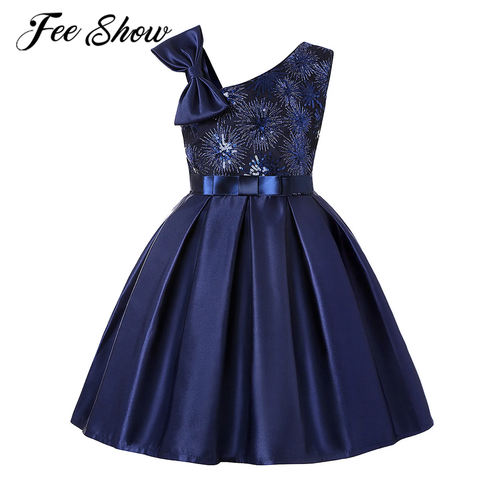 

Элегантное летнее платье для девочек, атласные детские платья принцессы с блестками для девочек, детское платье на день рождения, свадьбу, в...