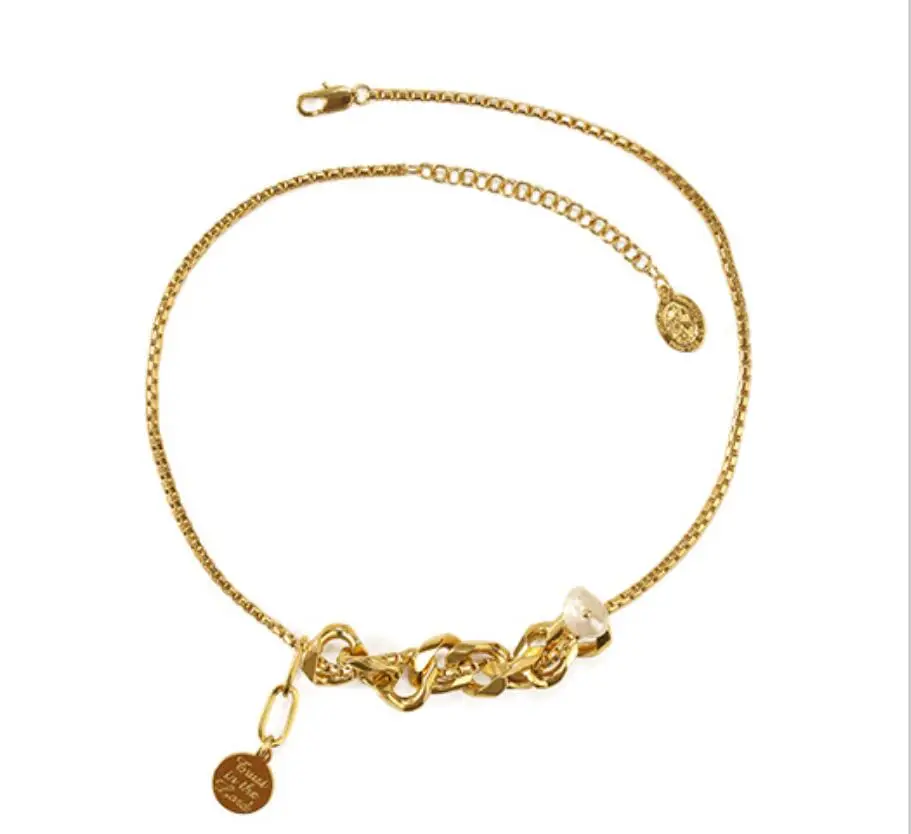 

Women's High-Preservation Vacuum Plating Real Gold Natural Pearl Fashion Clavicle Chain Necklace