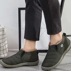 Кроссовки мужские без шнуровки, повседневные водонепроницаемые, теплая удобная зимняя обувь, мокасины
