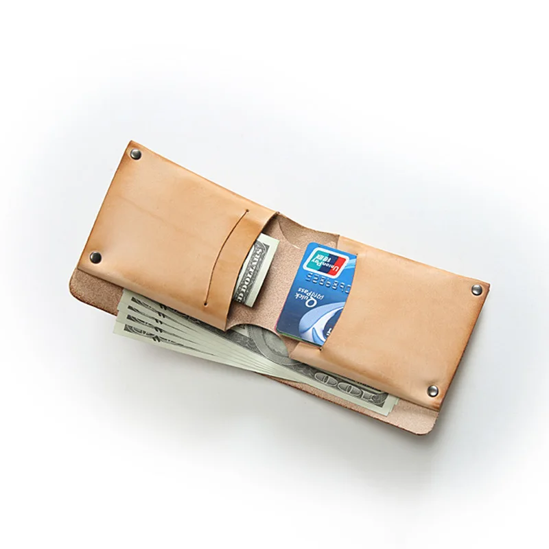 Кошелек мужской из натуральной кожи винтажный короткий бумажник двойного