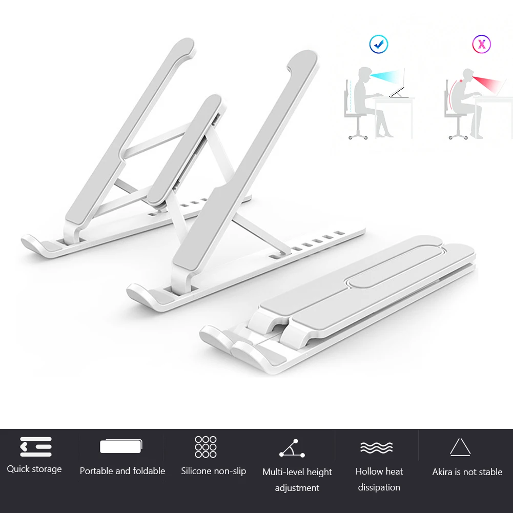 

Foldable Laptop Support Holder Riser 6 Gears Height Adjustable Notebook Cooling Stand Portablefor 11-17 inch Tablet PC