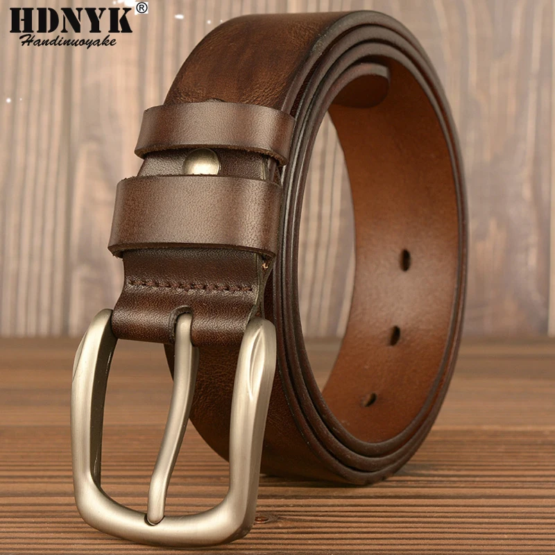NEW Fashion Men Genuine Cowskin Belt High Quality Full Grain Leather Pin Buckle Belt for Men Tide Jeans Belt Casual Strap