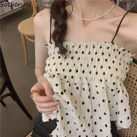 summer camis women polka dot sweet backless ladies tanks tops simple korean trendy temperament streetwear fashion basic ulzzang